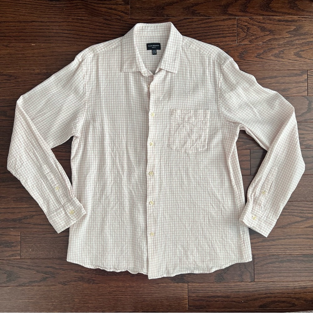 Club Monaco Long Sleeve Waffle Check Shirt